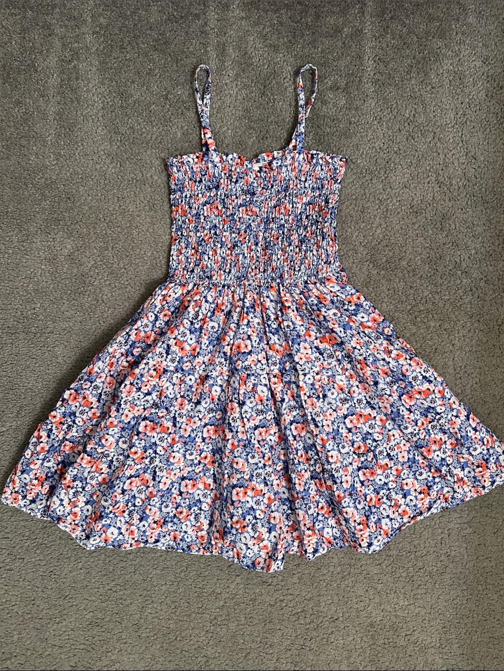 Janie and Jack Blue & Coral Floral Smocked Sundress